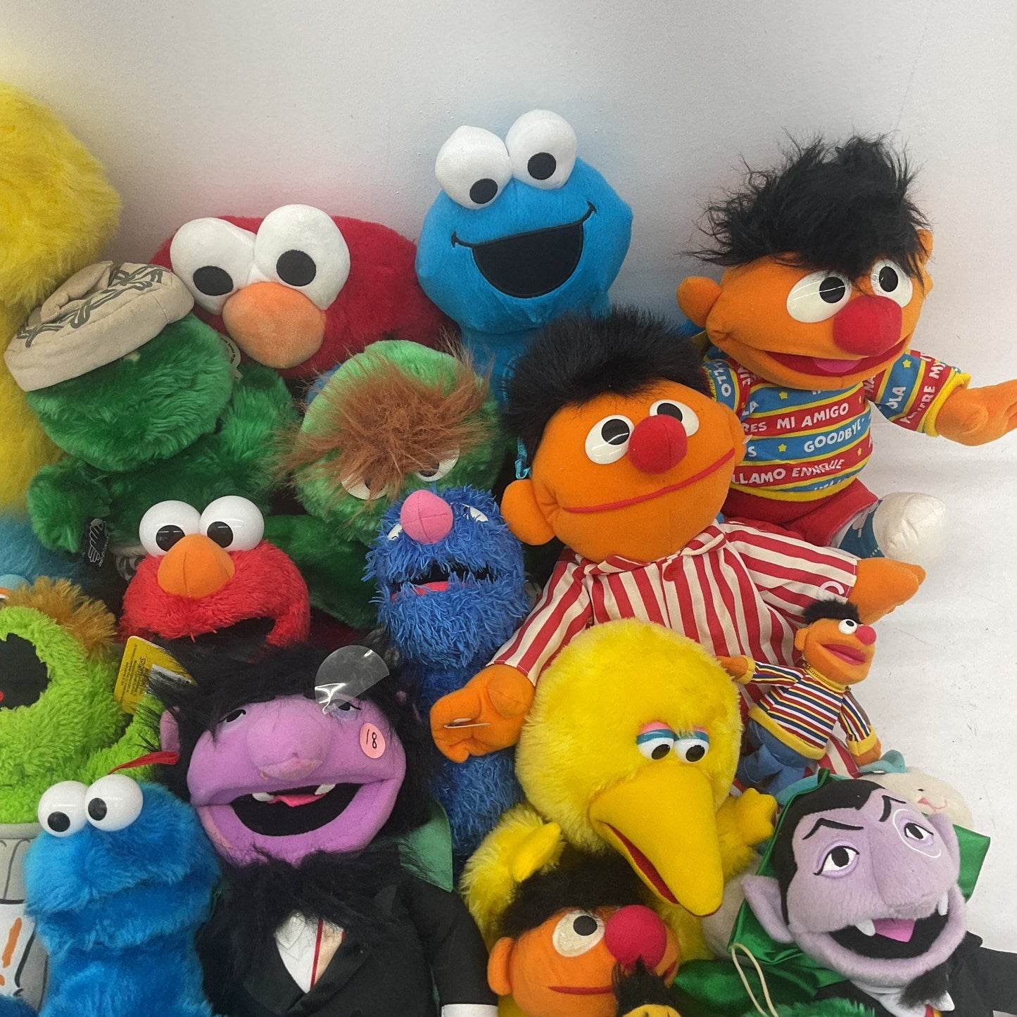 Preowned Mixed LOT 12 lbs Sesame Street Character Plush Dolls Stuffed Animals - Warehouse Toys