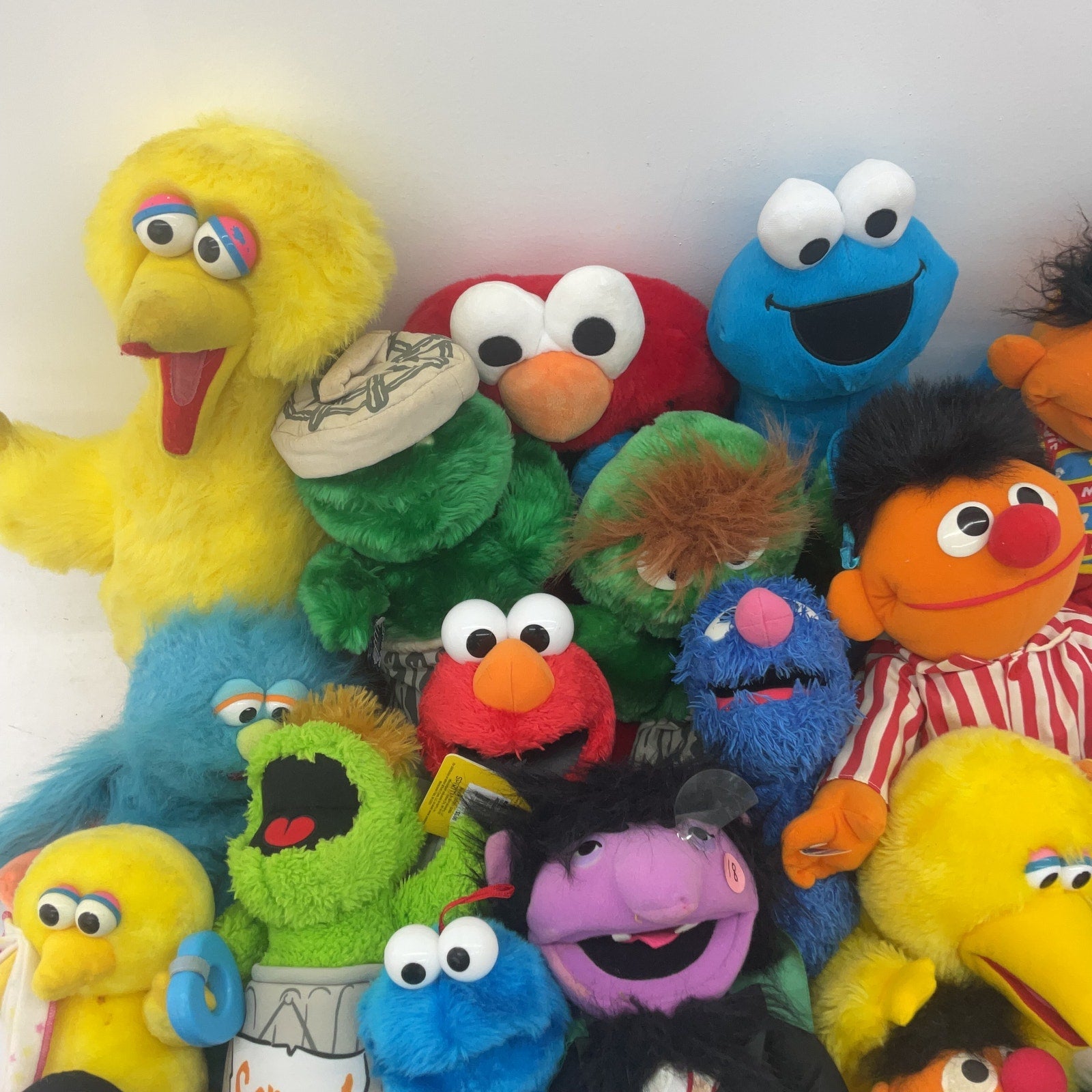 Preowned Mixed LOT 12 lbs Sesame Street Character Plush Dolls Stuffed Animals - Warehouse Toys