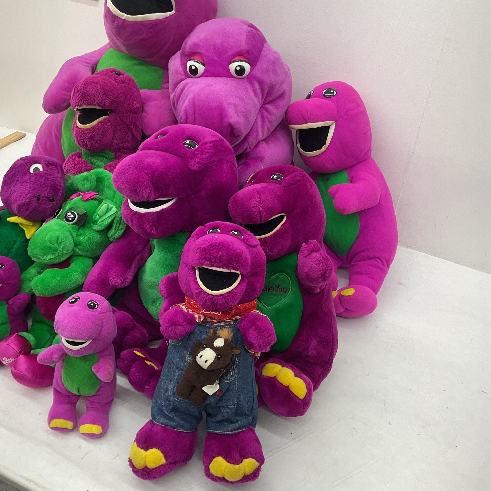 Preowned Mixed LOT 13 lbs Barney & Friends Plush Dolls Baby Bop Purple Dinosaur - Warehouse Toys