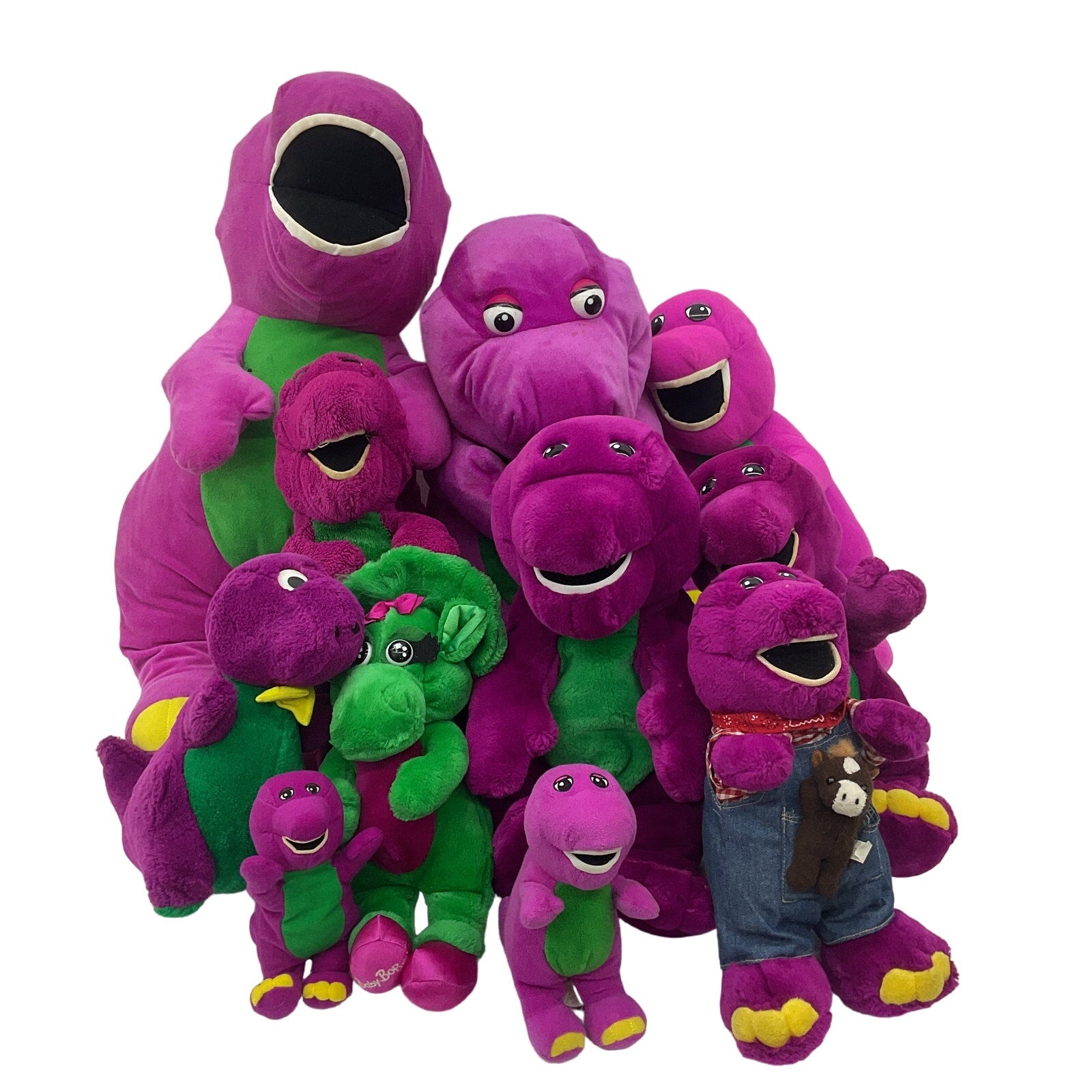 Preowned Mixed LOT 13 lbs Barney & Friends Plush Dolls Baby Bop Purple Dinosaur - Warehouse Toys