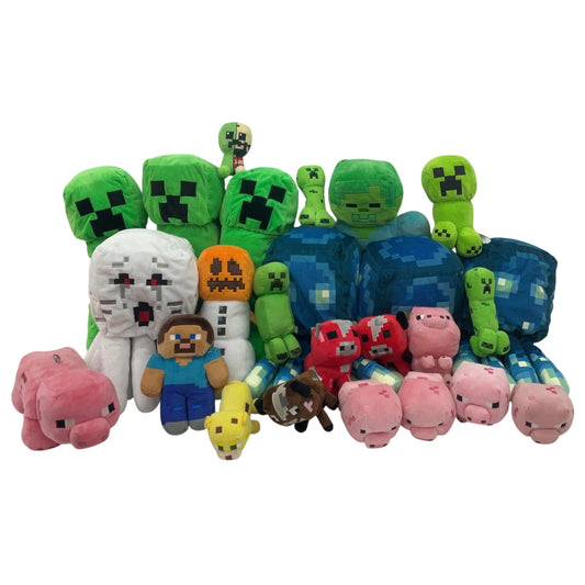 Preowned Mixed LOT 13 lbs Creepers Pigs Minecraft Plush Dolls Stuffed Toys - Warehouse Toys