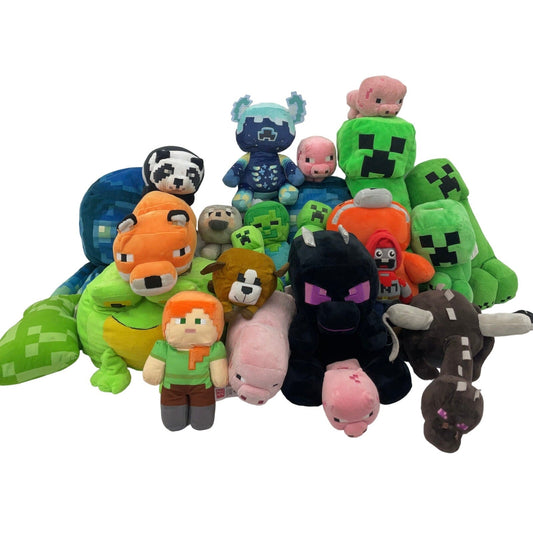 Preowned Mixed LOT 14 lbs Minecraft Plush Dolls Stuffed Animals Black Dragon - Warehouse Toys