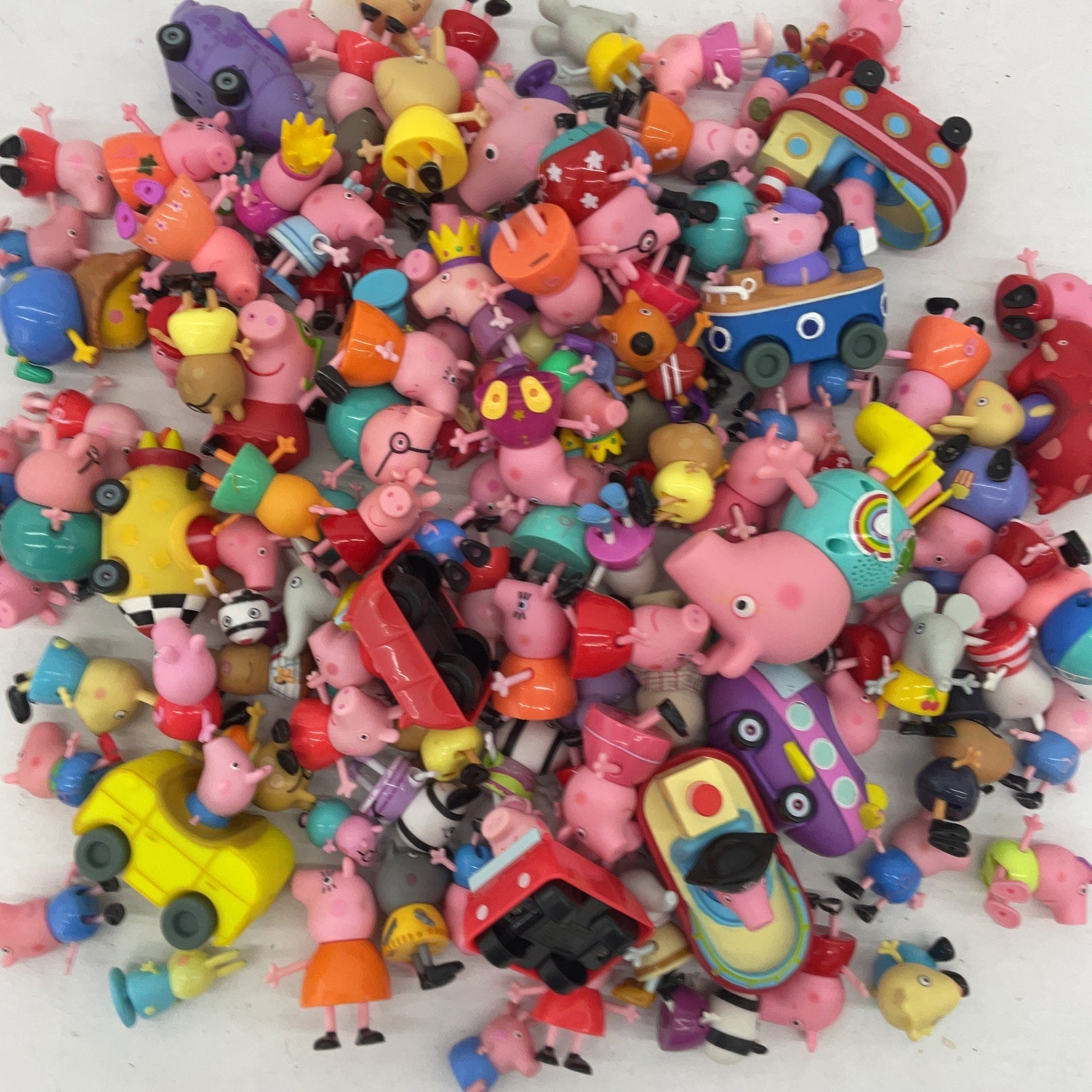 Preowned Mixed LOT 5 lbs Peppa Pig Toy Figures Figurines Cake Toppers Vehicles - Warehouse Toys