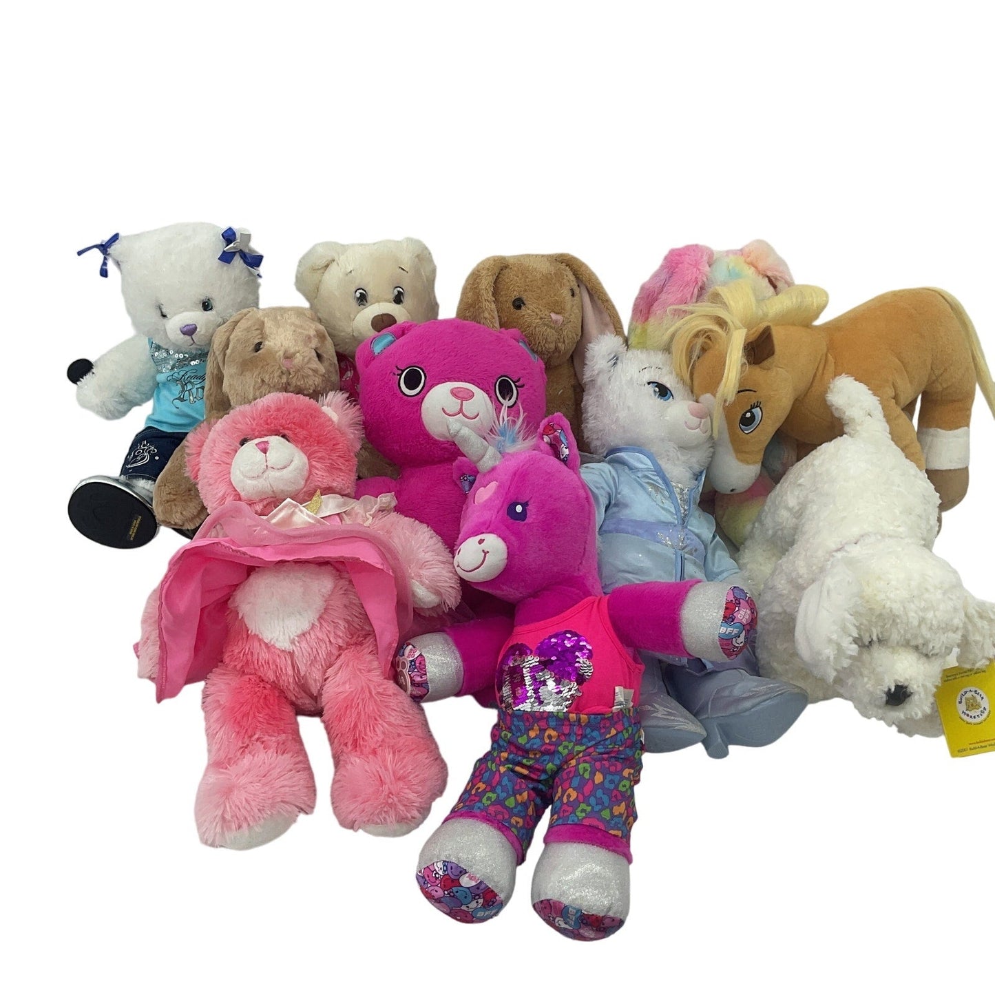 Preowned Mixed LOT BABW Build a Bear Stuffed Animals Colorful 12 lbs Plush Dolls - Warehouse Toys