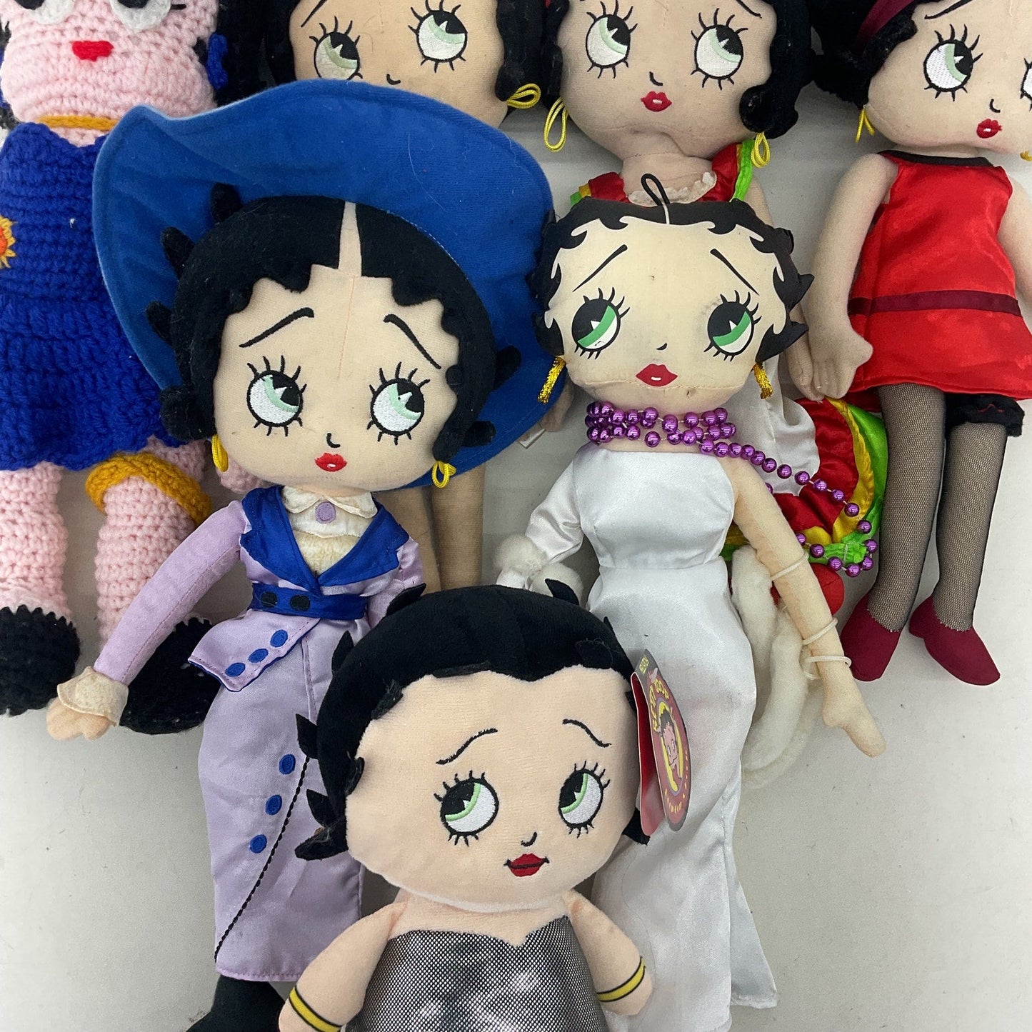 Preowned Mixed LOT Betty Boop Character Plush Dolls Stuffed Animals Crochet Knit - Warehouse Toys