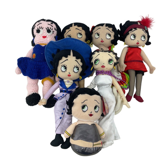 Preowned Mixed LOT Betty Boop Character Plush Dolls Stuffed Animals Crochet Knit - Warehouse Toys