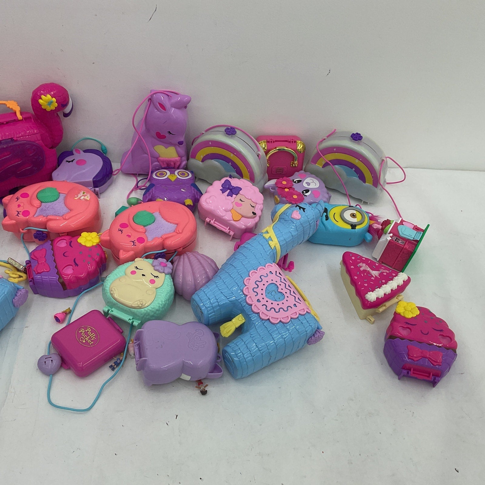 Preowned Mixed LOT Polly Pocket Compact Play Sets Toy Cases 20 lbs Pink Purple - Warehouse Toys
