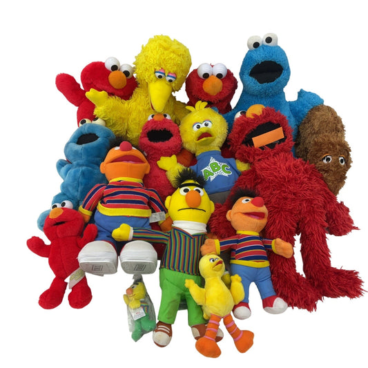 Preowned Mixed LOT Sesame Street Character Plush Dolls Ernie Bert Elmo Cookie - Warehouse Toys