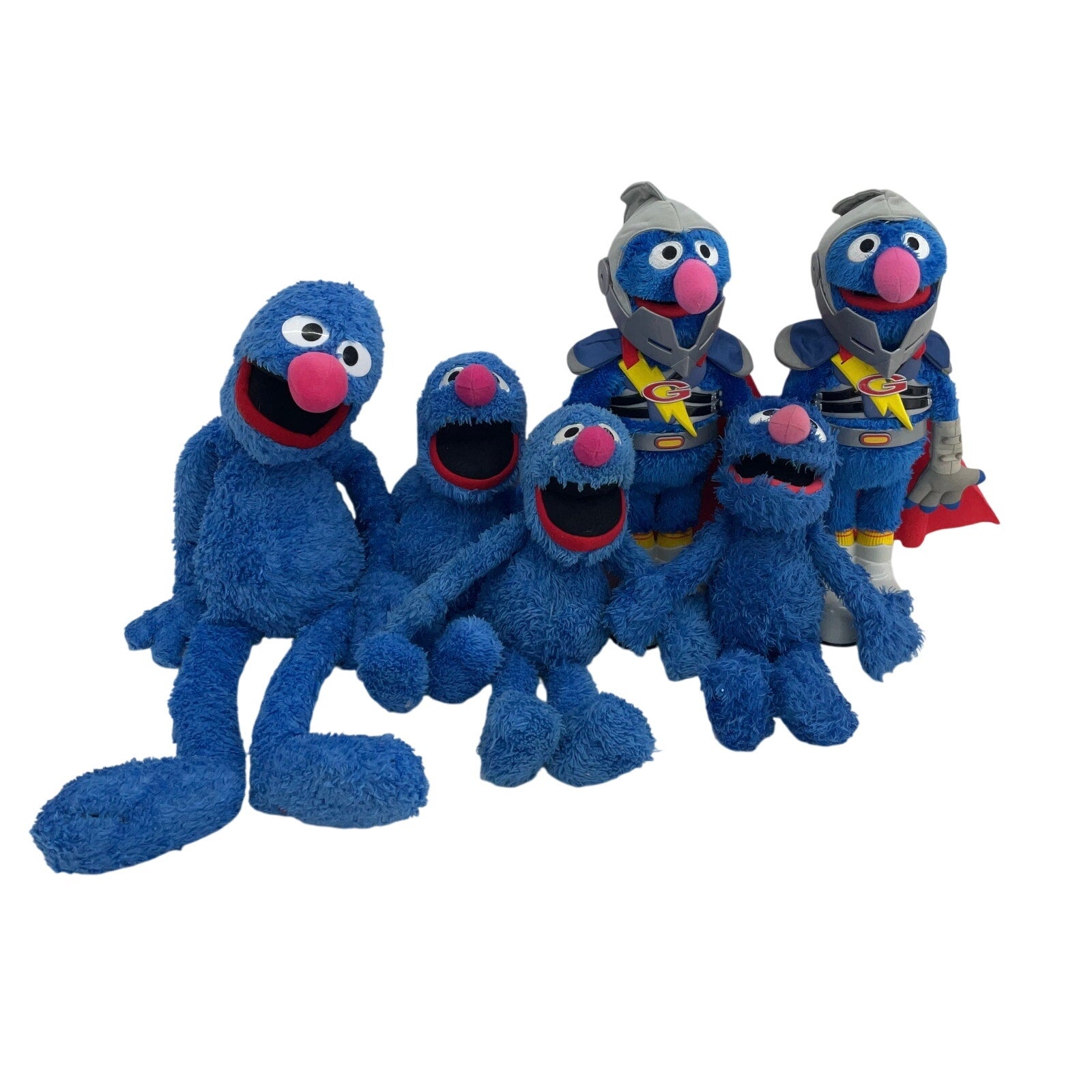 Preowned Mixed LOT Sesame Street Super Grover Character Plush Dolls Stuffed Toys - Warehouse Toys