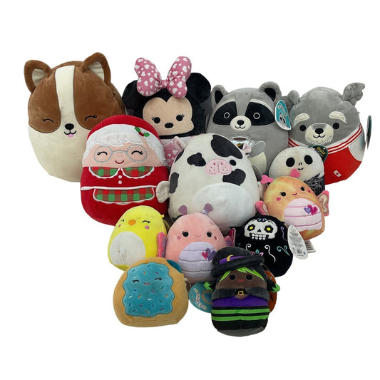 Preowned Mixed LOT Squishmallows Character Plush Dolls Witch Cow Minnie Mouse - Warehouse Toys