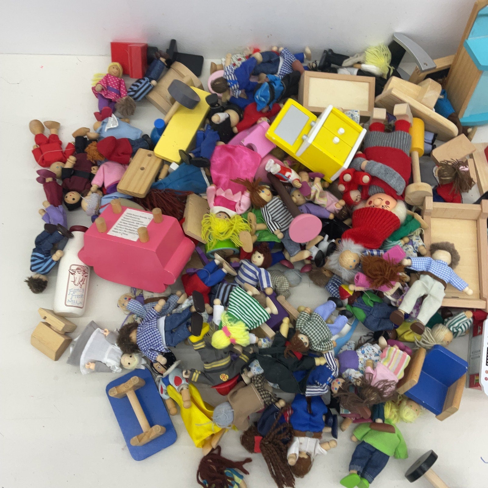 Preowned Mixed Mini Dollhouse Figures Dolls Accessories Furniture LOT 10 lbs - Warehouse Toys