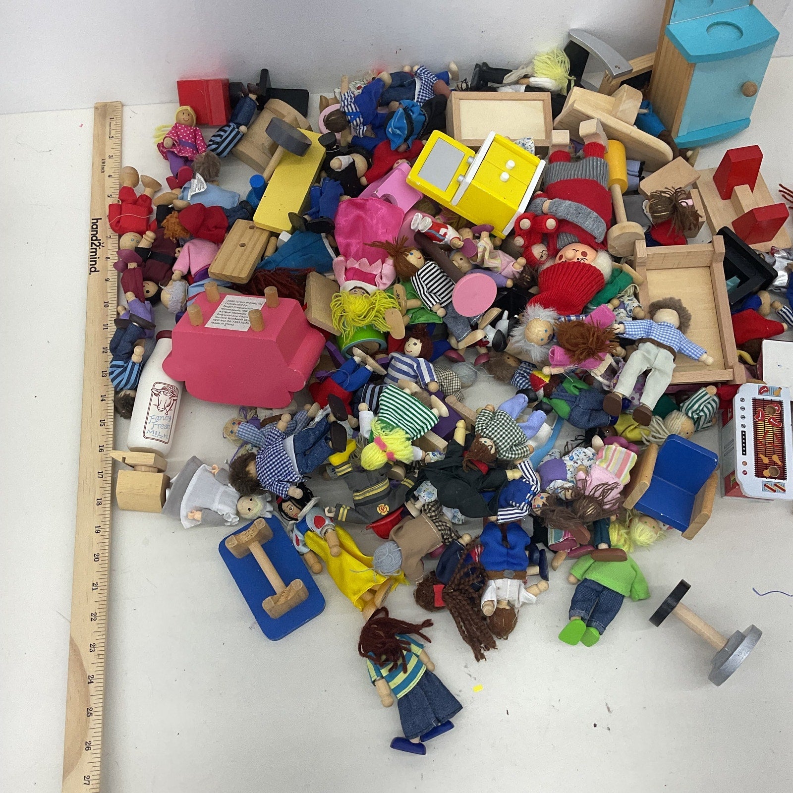 Preowned Mixed Mini Dollhouse Figures Dolls Accessories Furniture LOT 10 lbs - Warehouse Toys