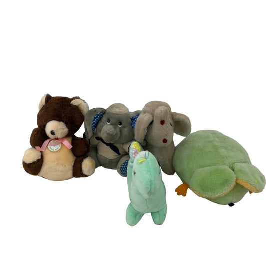 Preowned Mixed Novelty Fair Prizes Stuffed Animals Plush LOT Teddy Dino Elephant - Warehouse Toys