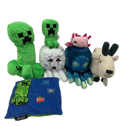 Preowned Multicolor Minecraft Stuffed Animals 5 lbs LOT Creeper Spider Axotol - Warehouse Toys