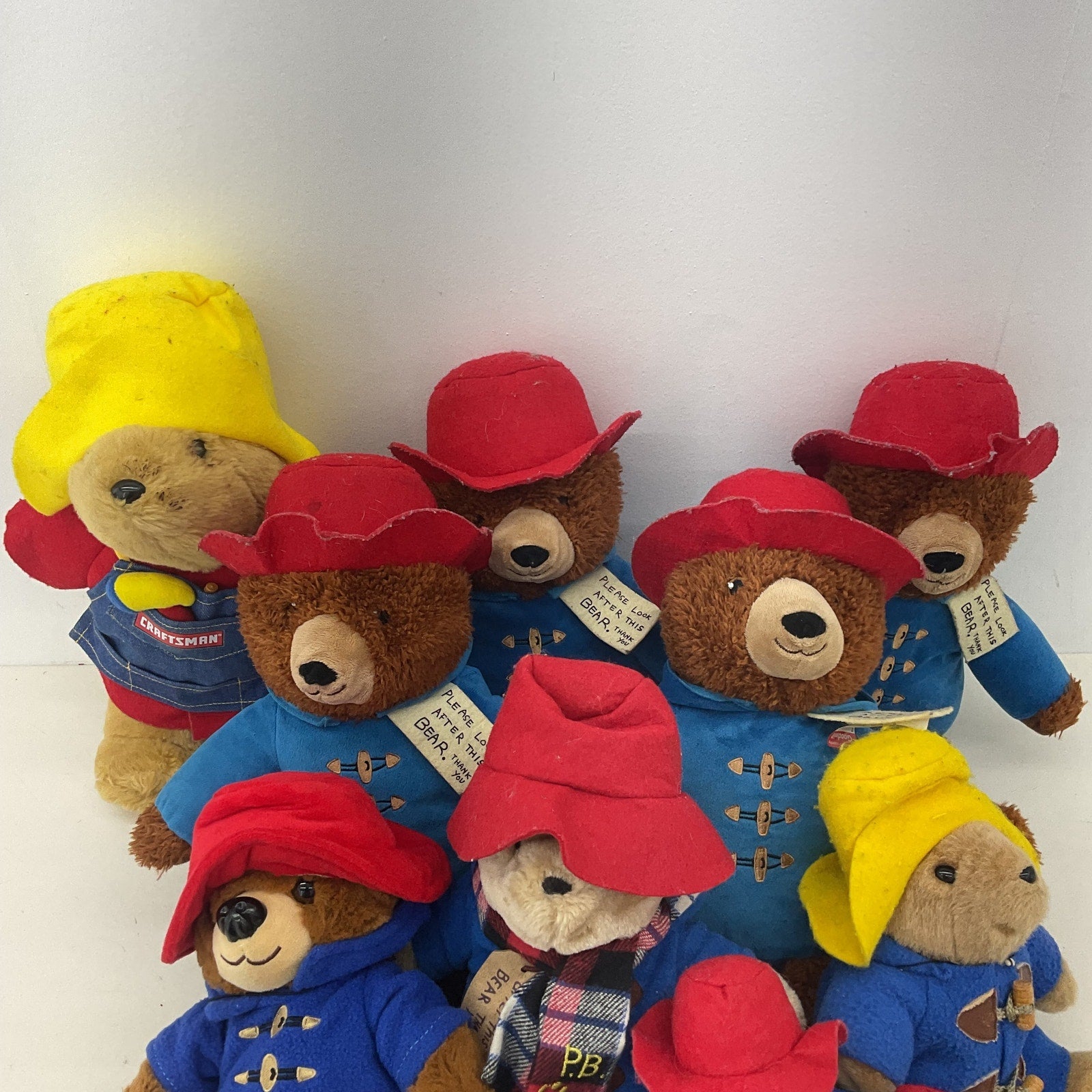 Preowned Multicolor Paddington Bear Stuffed Toys Mixed LOT 5 lbs Teddy Raincoat - Warehouse Toys