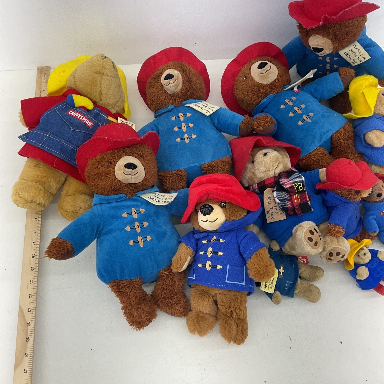 Preowned Multicolor Paddington Bear Stuffed Toys Mixed LOT 5 lbs Teddy Raincoat - Warehouse Toys