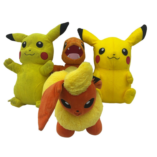 Preowned Multicolor Pokemon Plush LOT Flareon Charmander PIkachu Stuffed Animals - Warehouse Toys