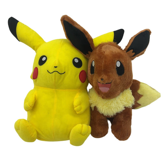 Preowned Multicolor Pokemon Plush Toys LOT 2 Large Pikachu Eevee Brown Yellow - Warehouse Toys