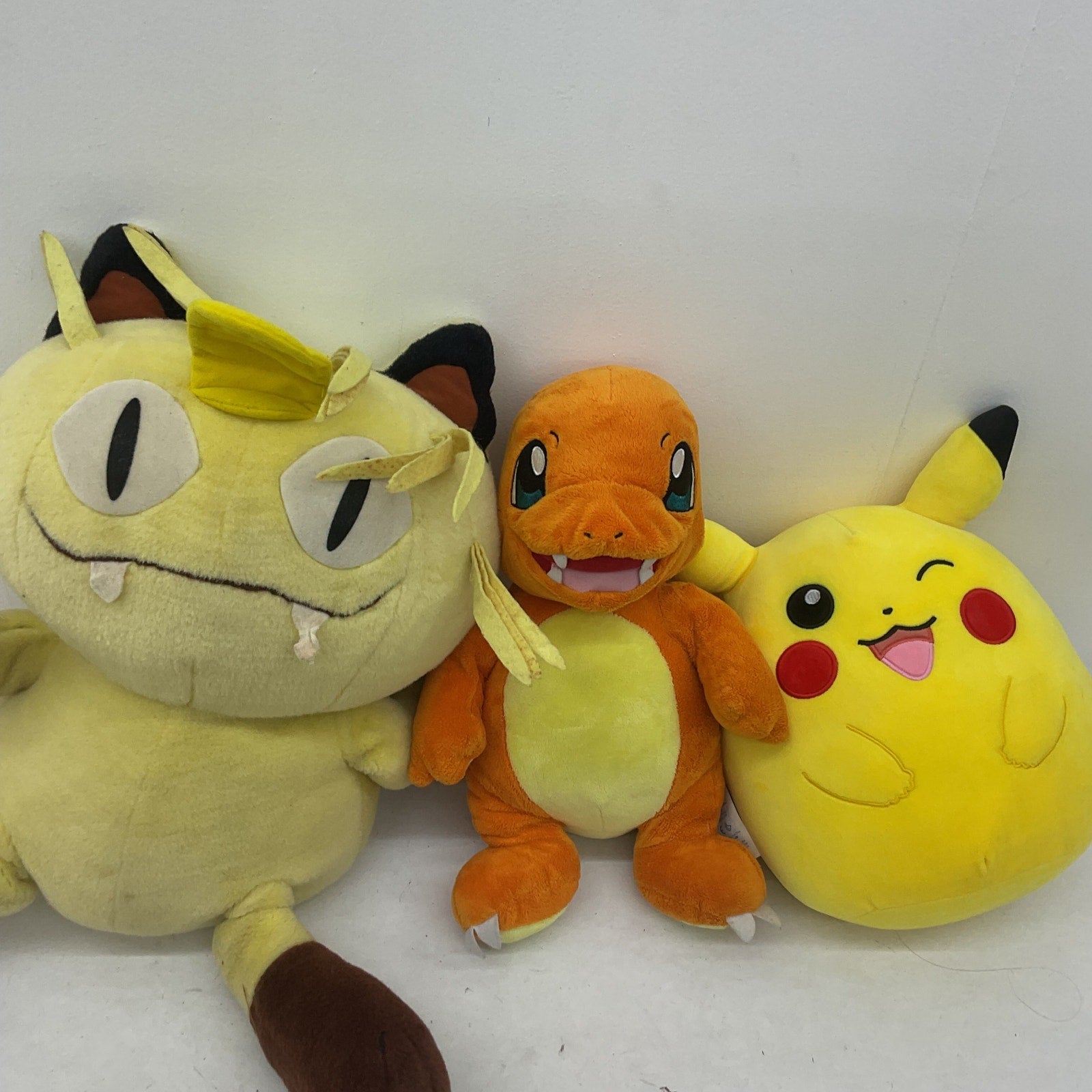 Preowned Multicolor Pokemon Plush Toys LOT of 3 Charmander Pikachu & Meowth - Warehouse Toys