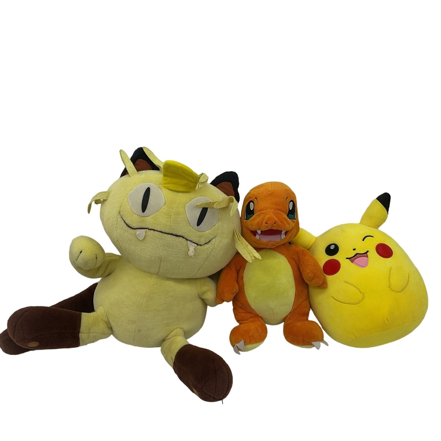 Preowned Multicolor Pokemon Plush Toys LOT of 3 Charmander Pikachu & Meowth - Warehouse Toys