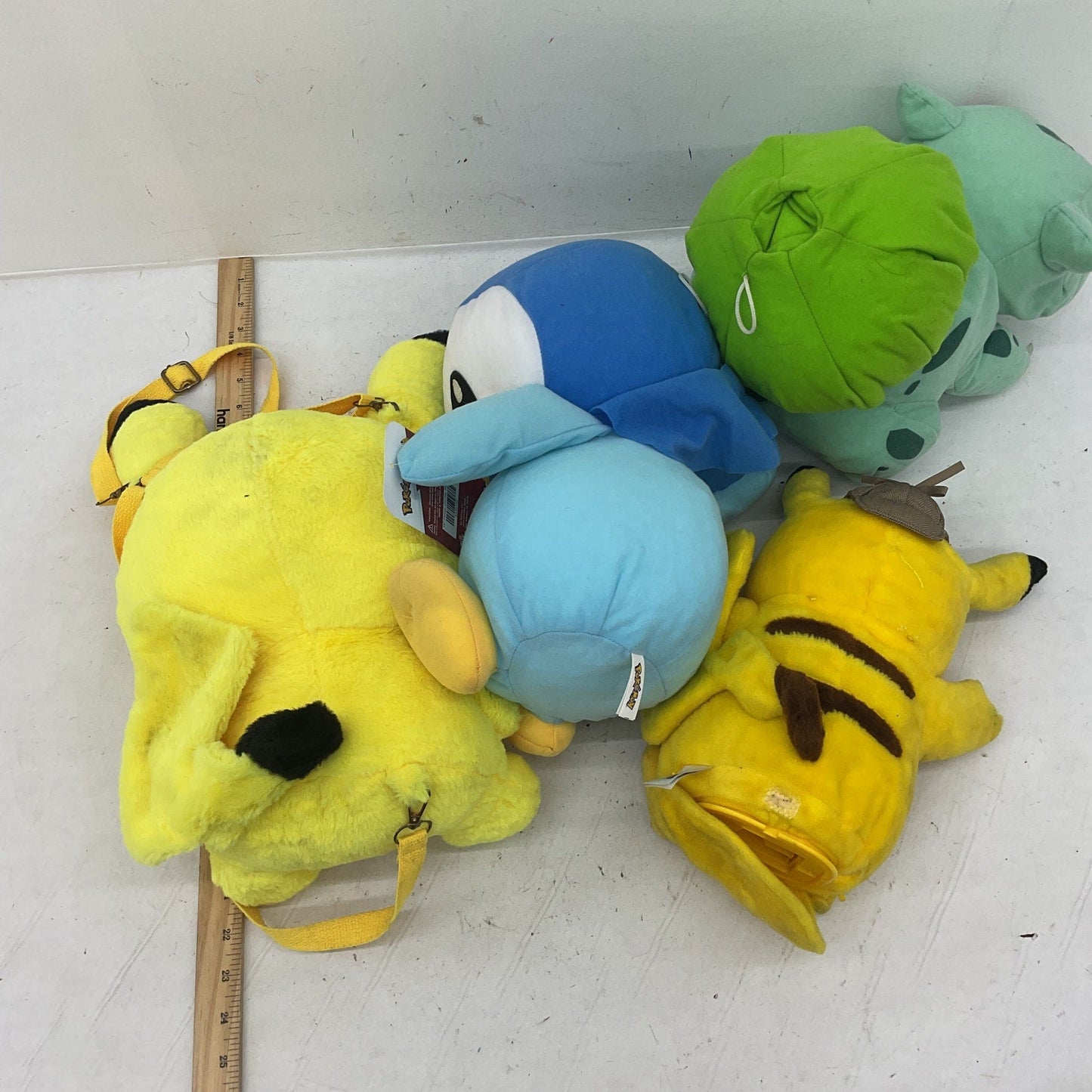 Preowned Multicolor Pokemon Stuffed Animals LOT Detective Pikachu Bulbasaur Bird - Warehouse Toys