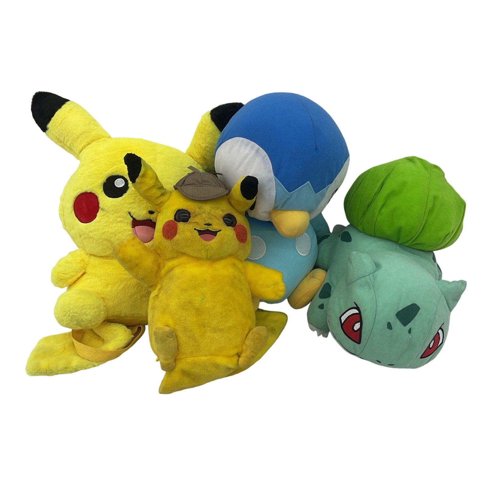 Preowned Multicolor Pokemon Stuffed Animals LOT Detective Pikachu Bulbasaur Bird - Warehouse Toys