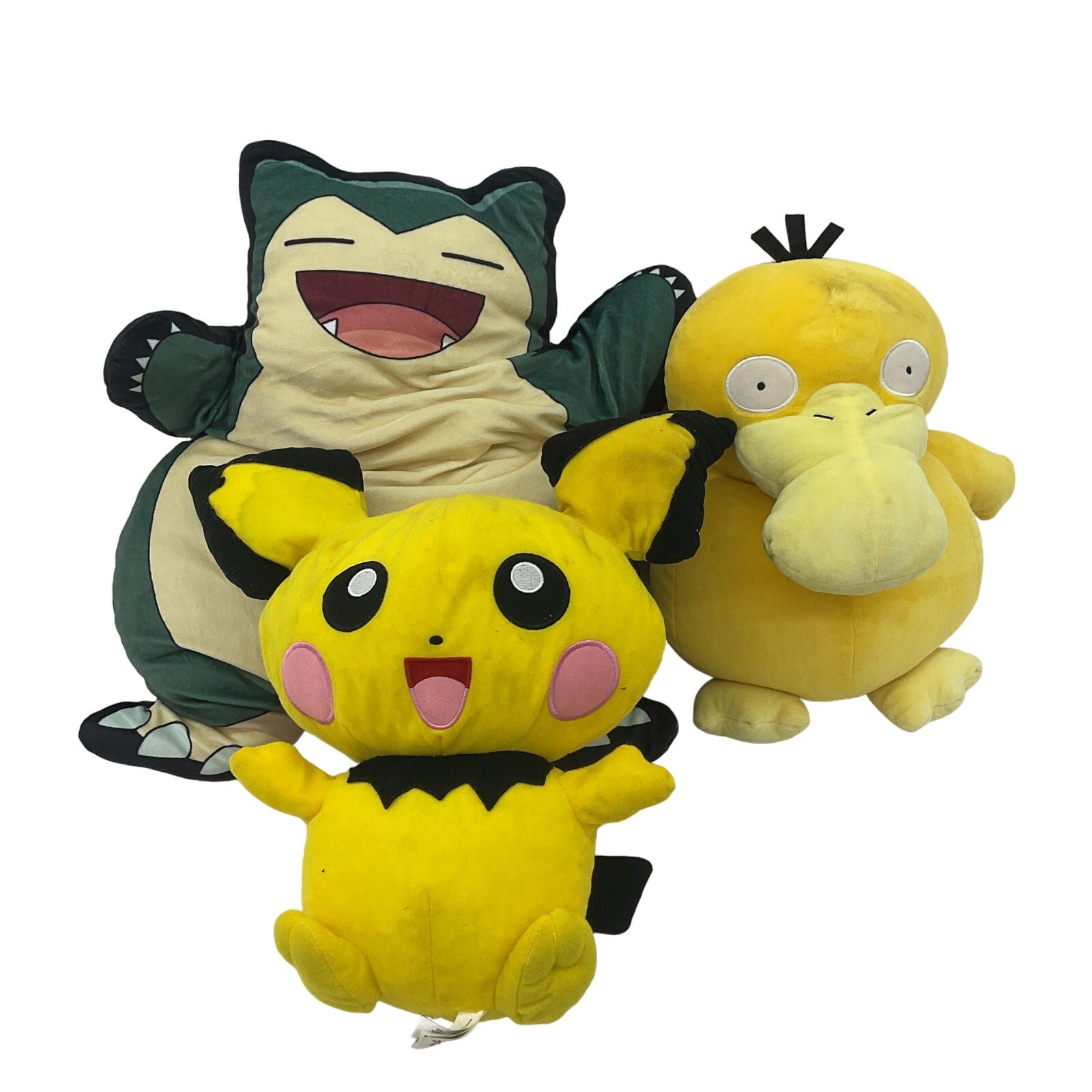 Preowned Multicolor Pokemon Stuffed Animals Pichu Snorlax Psyduck Characters - Warehouse Toys