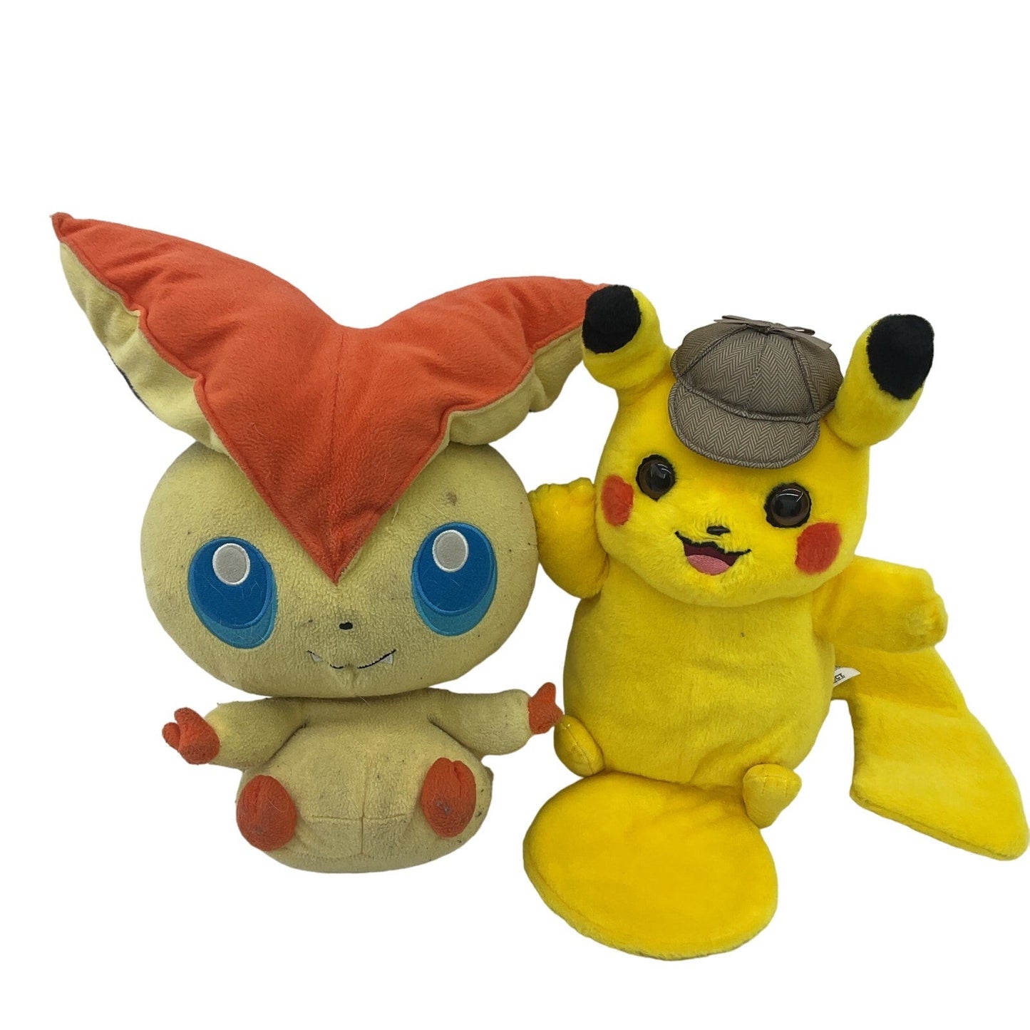 Preowned Multicolor Pokemon Stuffed Animals Victini & Detective Pikachu LOT 2 - Warehouse Toys