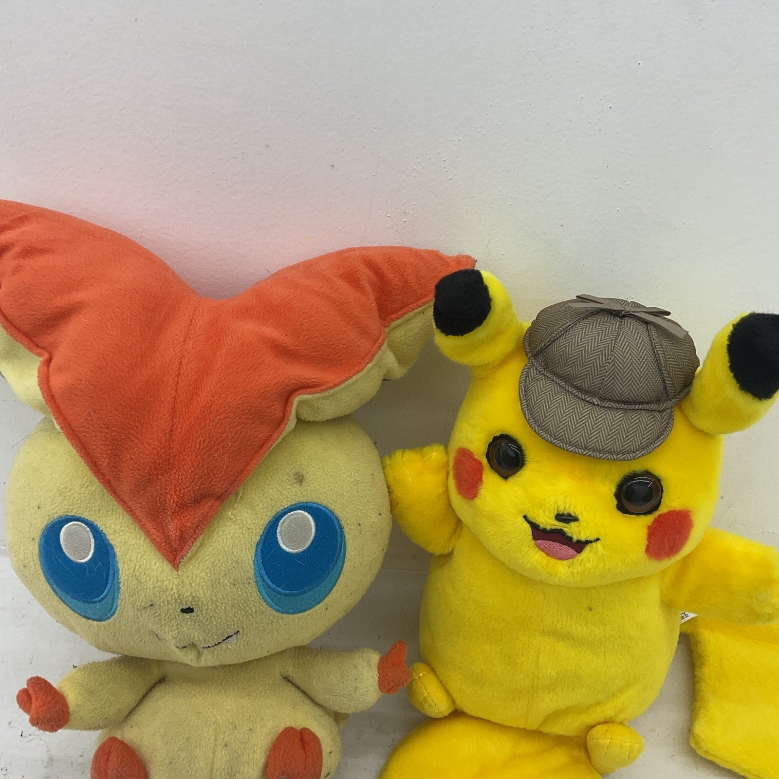 Preowned Multicolor Pokemon Stuffed Animals Victini & Detective Pikachu LOT 2 - Warehouse Toys