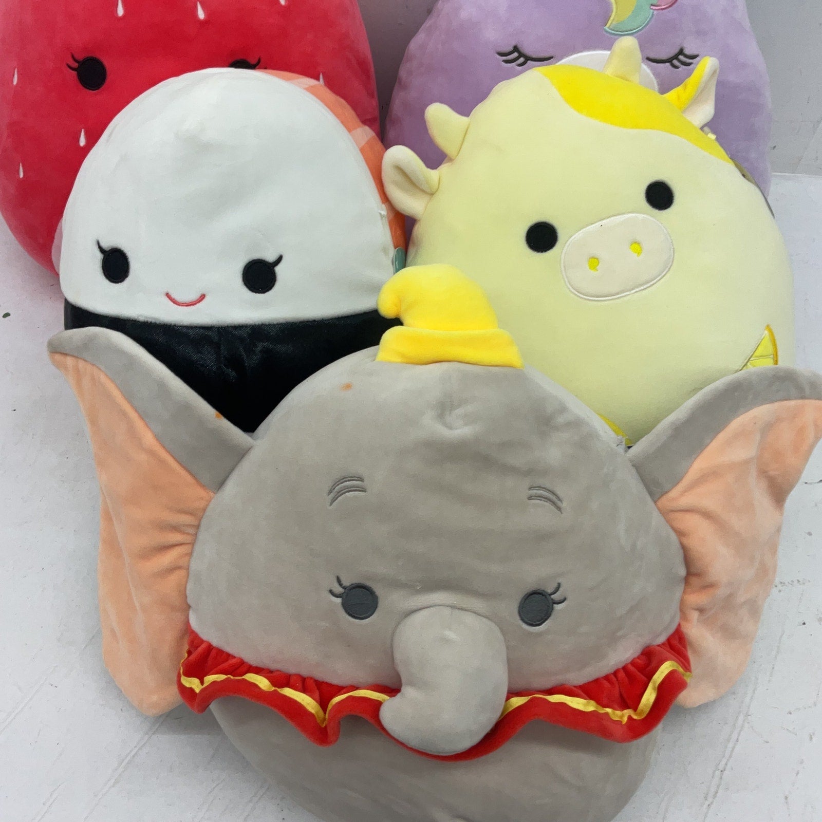 Preowned Multicolor Squishmallows Stuffed Toys LOT of 5 Red Strawberry Dumbo - Warehouse Toys