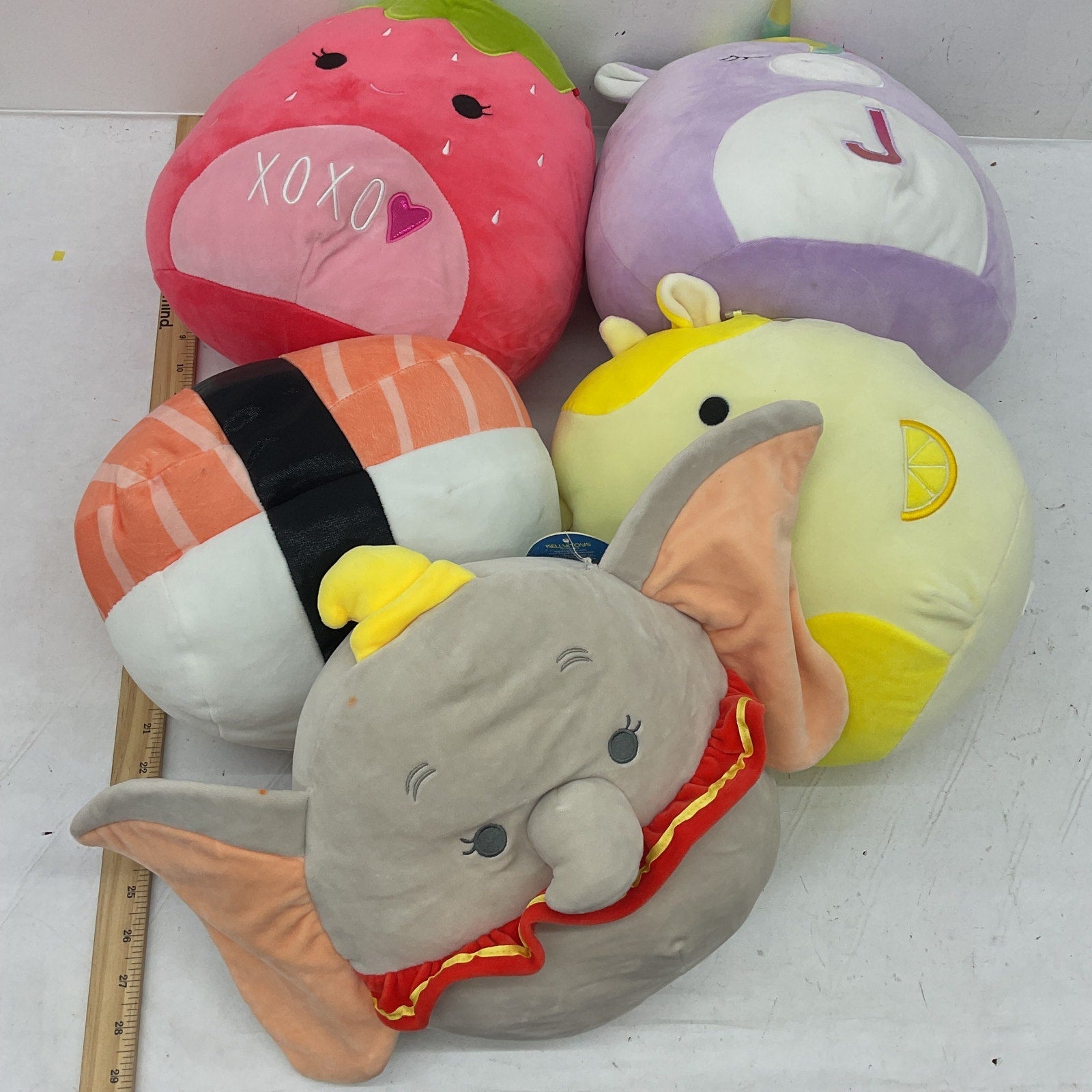 Preowned Multicolor Squishmallows Stuffed Toys LOT of 5 Red Strawberry Dumbo - Warehouse Toys