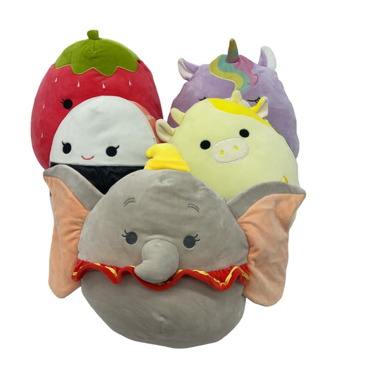 Preowned Multicolor Squishmallows Stuffed Toys LOT of 5 Red Strawberry Dumbo - Warehouse Toys