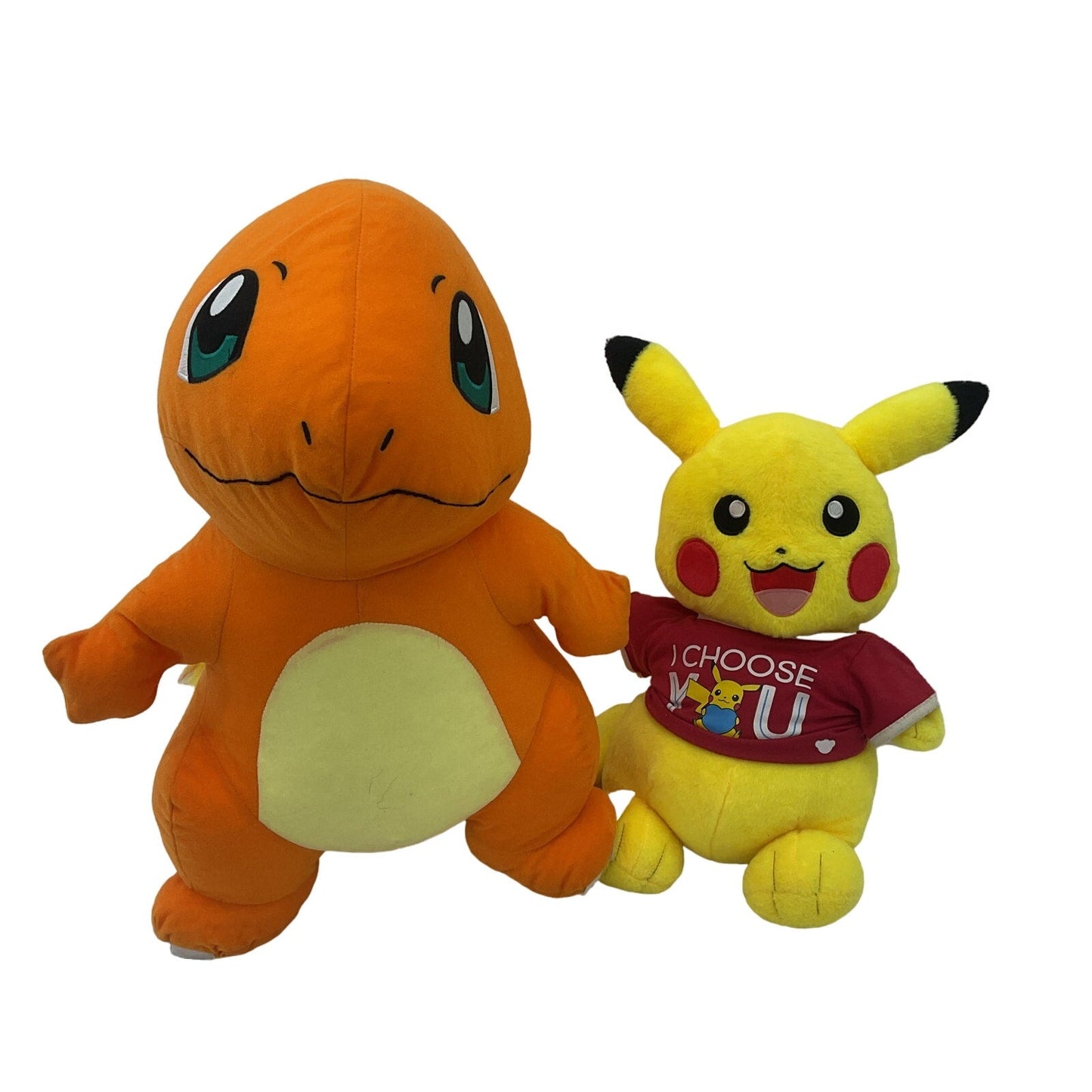 Preowned Orange Charmander & Yellow Pikachu Pokemon Stuffed Animals LOT of 2 - Warehouse Toys