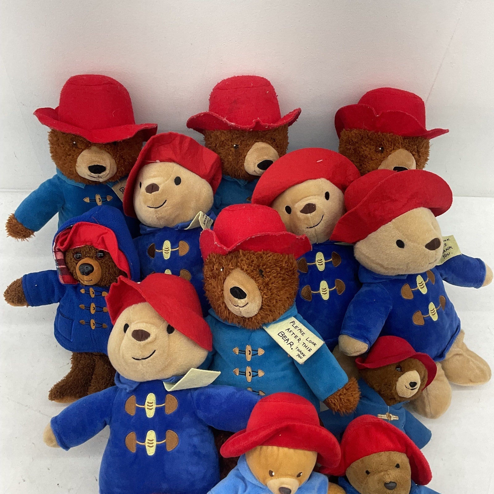 Preowned Paddington Bear Plush Dolls 5 lbs LOT Teddy in Rain Coat Storybook - Warehouse Toys