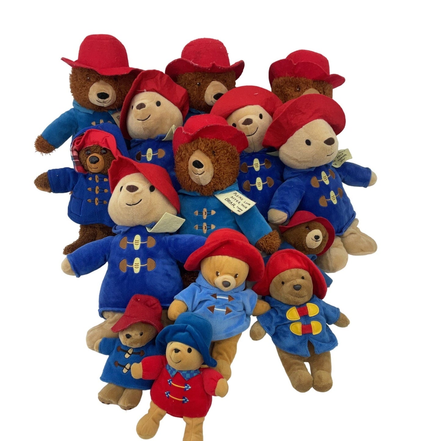 Preowned Paddington Bear Plush Dolls 5 lbs LOT Teddy in Rain Coat Storybook - Warehouse Toys