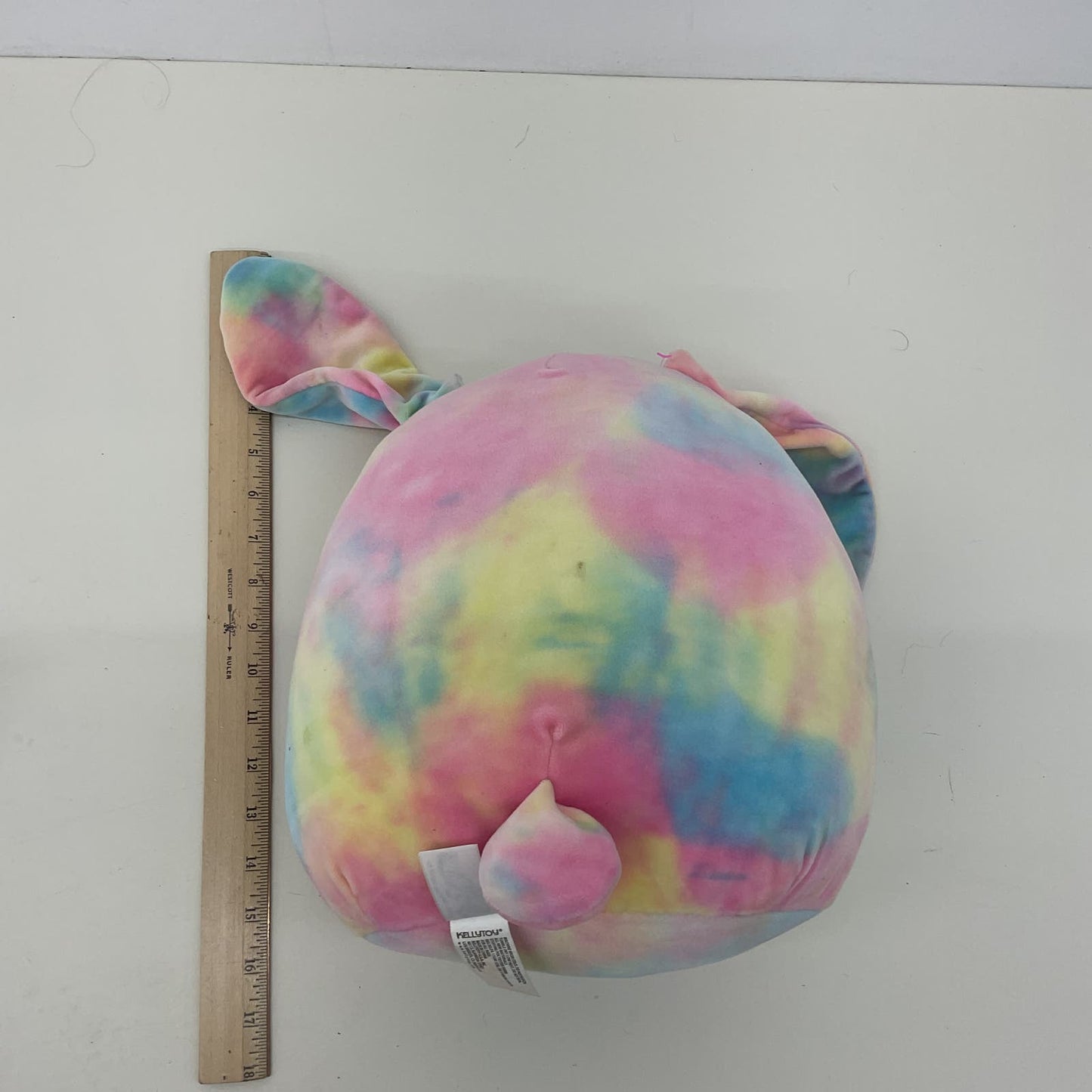 Preowned Pink Blue Rainbow Swirl Easter Bunny Rabbit Round Pillow Plush - Warehouse Toys