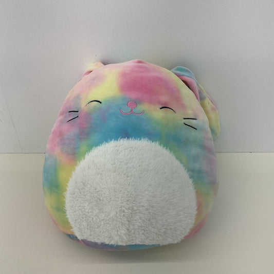 Preowned Pink Blue Rainbow Swirl Easter Bunny Rabbit Round Pillow Plush - Warehouse Toys