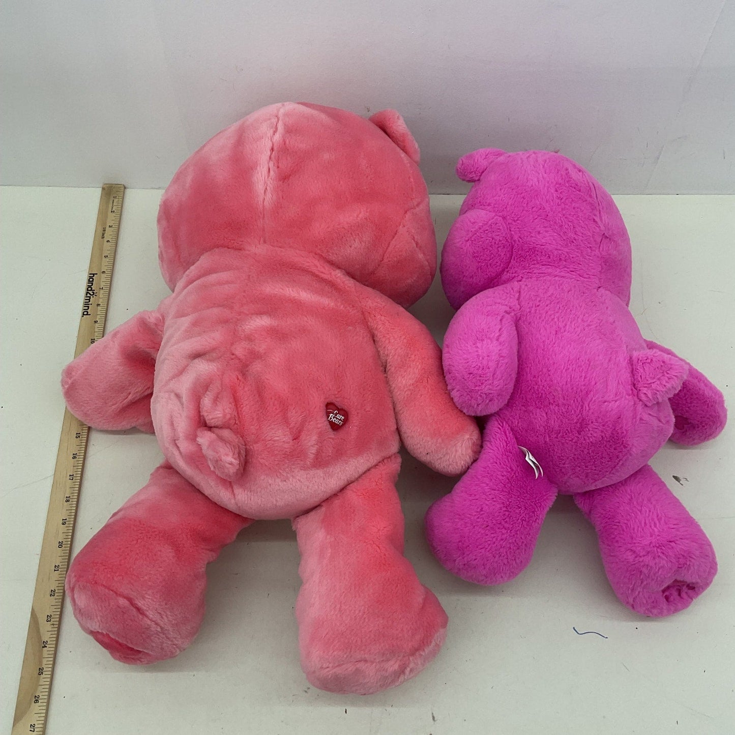 Preowned Pink Care Bears Stuffed Animals LOT 2 Large Loves A Lot Cheer Bears - Warehouse Toys