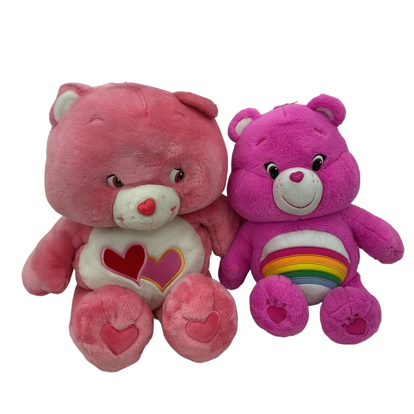 Preowned Pink Care Bears Stuffed Animals LOT 2 Large Loves A Lot Cheer Bears - Warehouse Toys