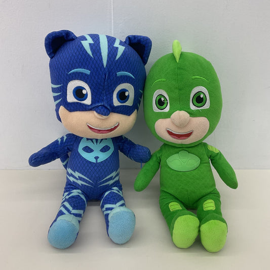 Preowned PJ MASKS Blue Catboy & Green Gekko Plush Character Stuffed Dolls - Warehouse Toys