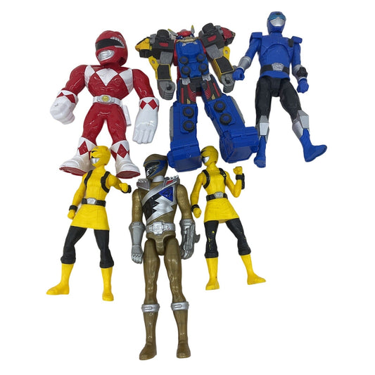 Preowned Power Rangers Red Yellow Blue Action Figure, Plastic Toy Lot - Warehouse Toys