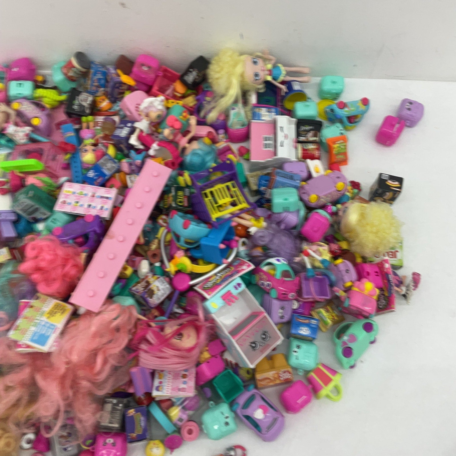 Preowned Shopkins Shoppies Dolls Playset Parts Accessories Figures LOT 10 lbs - Warehouse Toys