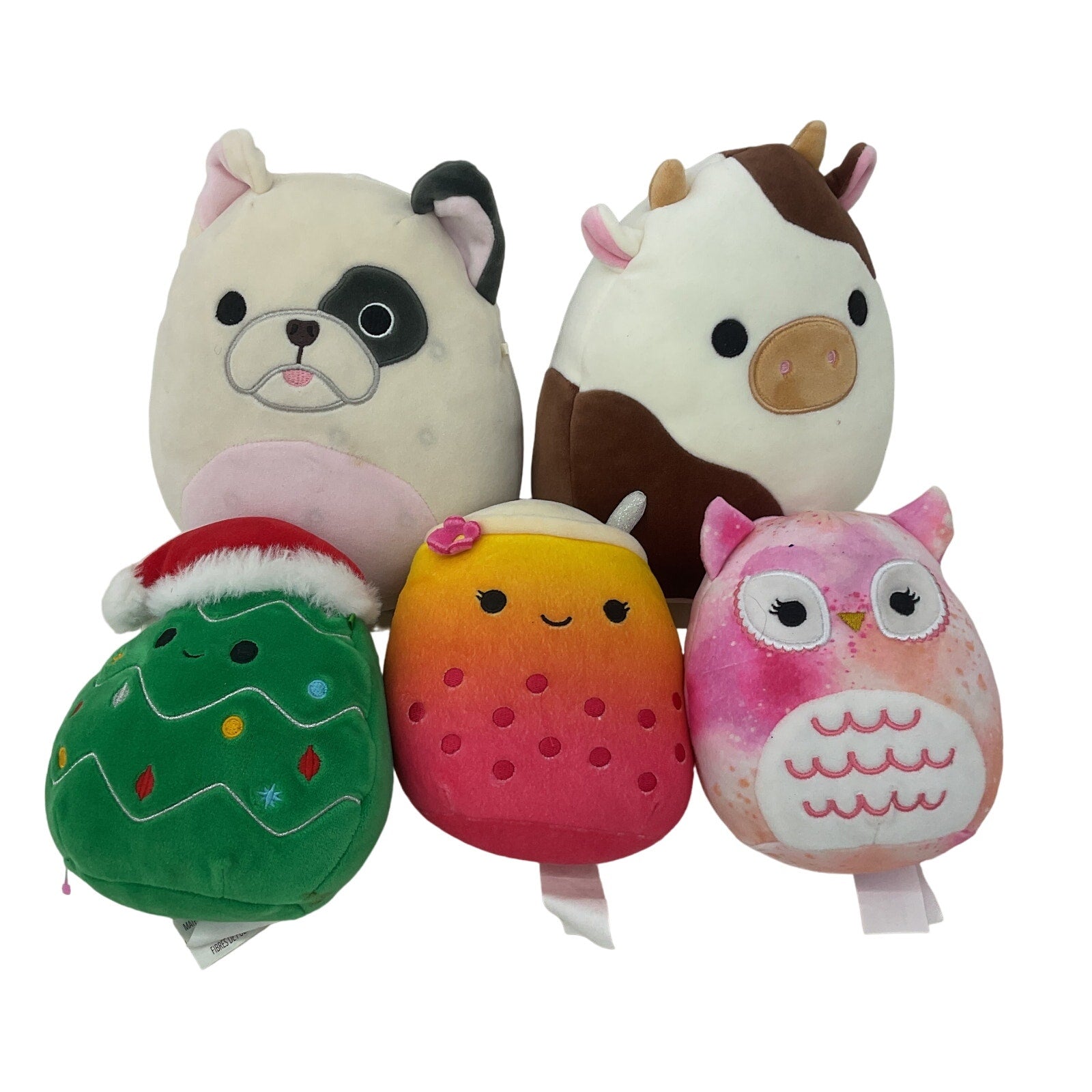 Preowned Squishmallows Food Holiday Animal Character Plush Dolls LOT Boba Owl - Warehouse Toys