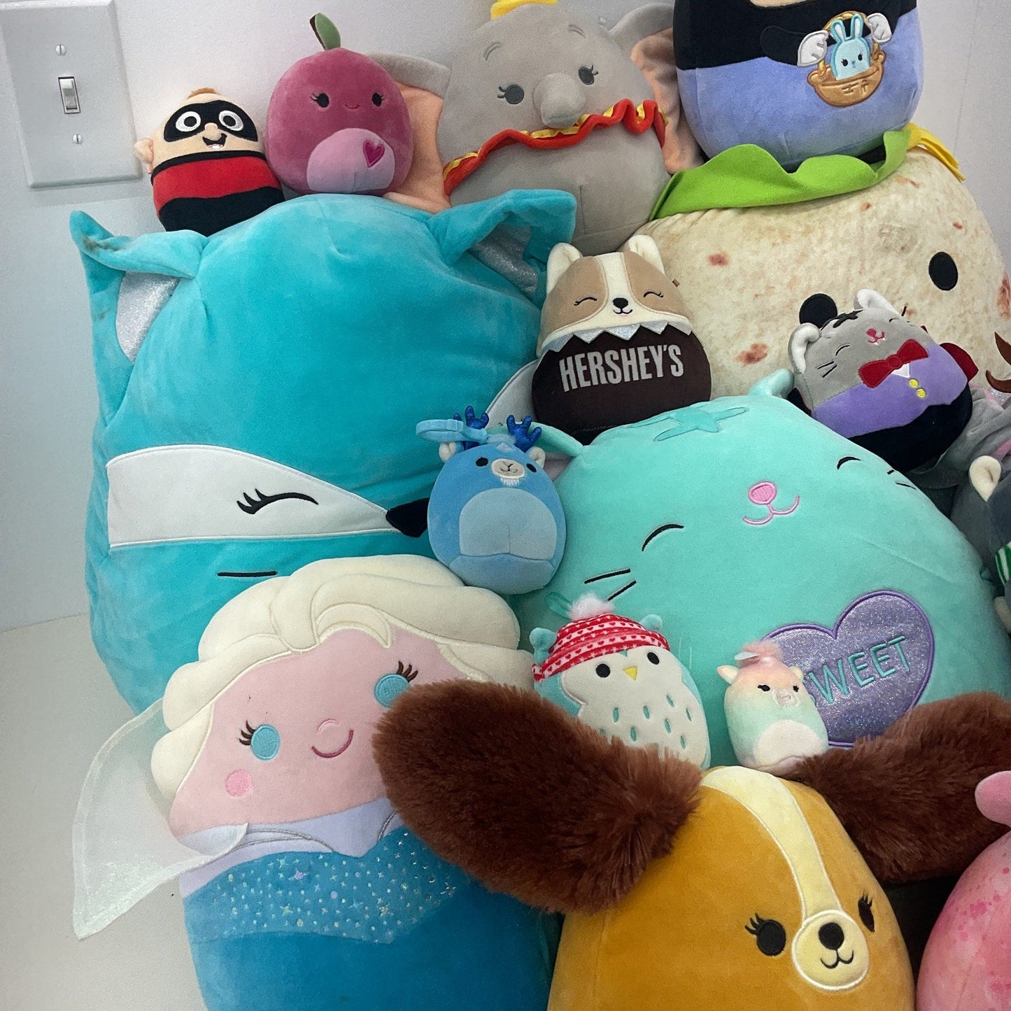 Preowned Squishmallows Multicolor Stuffed Animal 13 lbs LOT Mixed Disney Burrito - Warehouse Toys