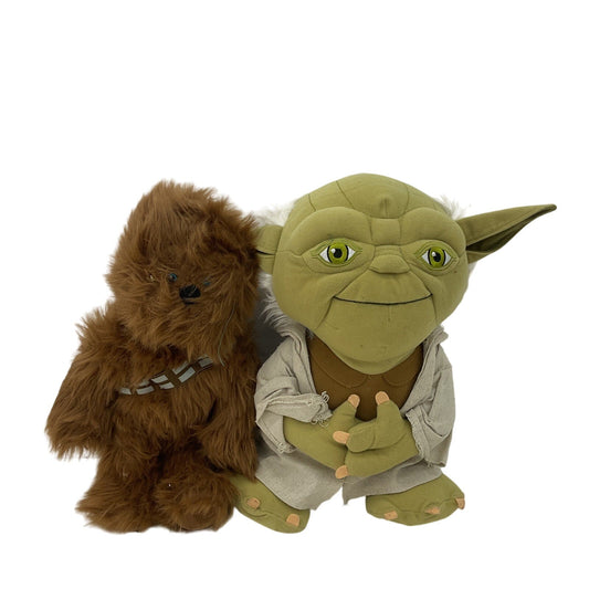 Preowned Star Wars Brown Chewbacca & Green Classic Yoda Dolls Stuffed Animal Toy - Warehouse Toys