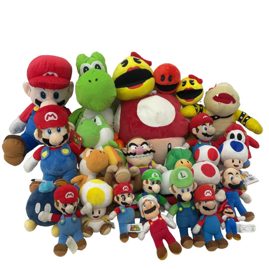 Preowned Super Mario Pacman Plush LOT Mixed 13 lbs Yoshi Bowser Luigi Bob - omb - Warehouse Toys