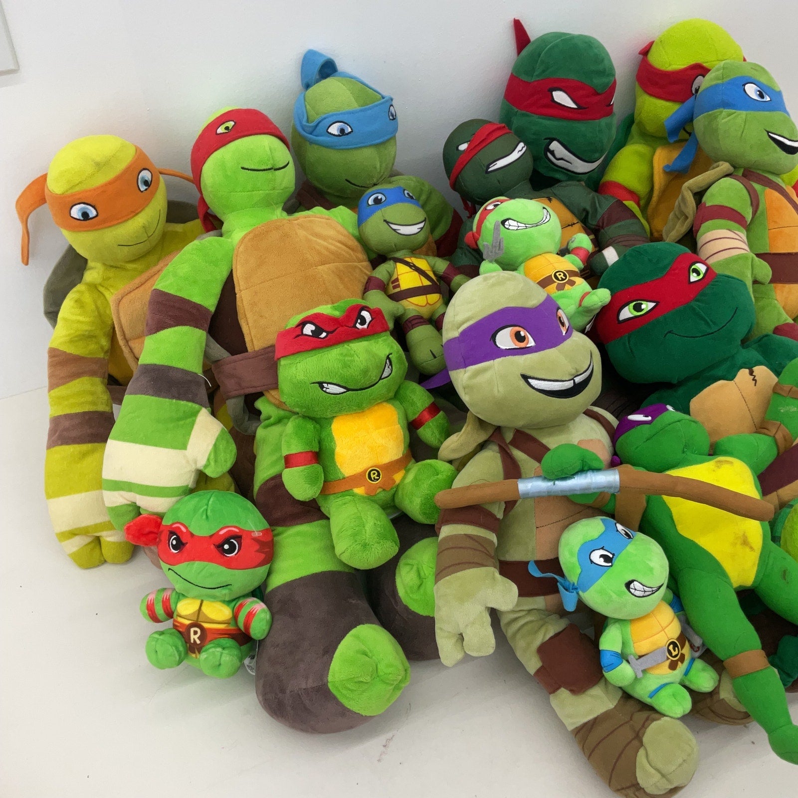 Preowned TMNT Green Stuffed Animals LOT 13 lbs Raphael Leo Mikey Donnie - Warehouse Toys