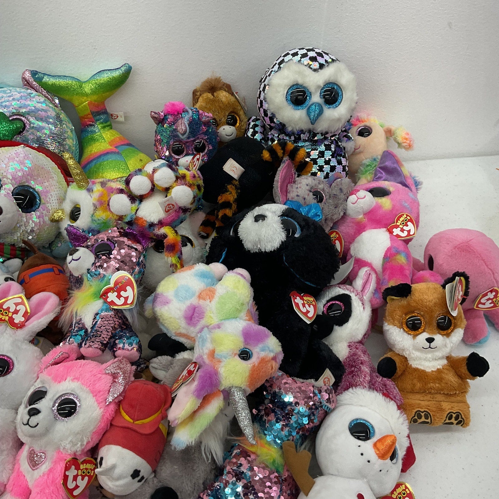 Preowned TY Beanie Boos Multicolor Stuffed Animals 16 lbs LOT Big Eyes Plush - Warehouse Toys