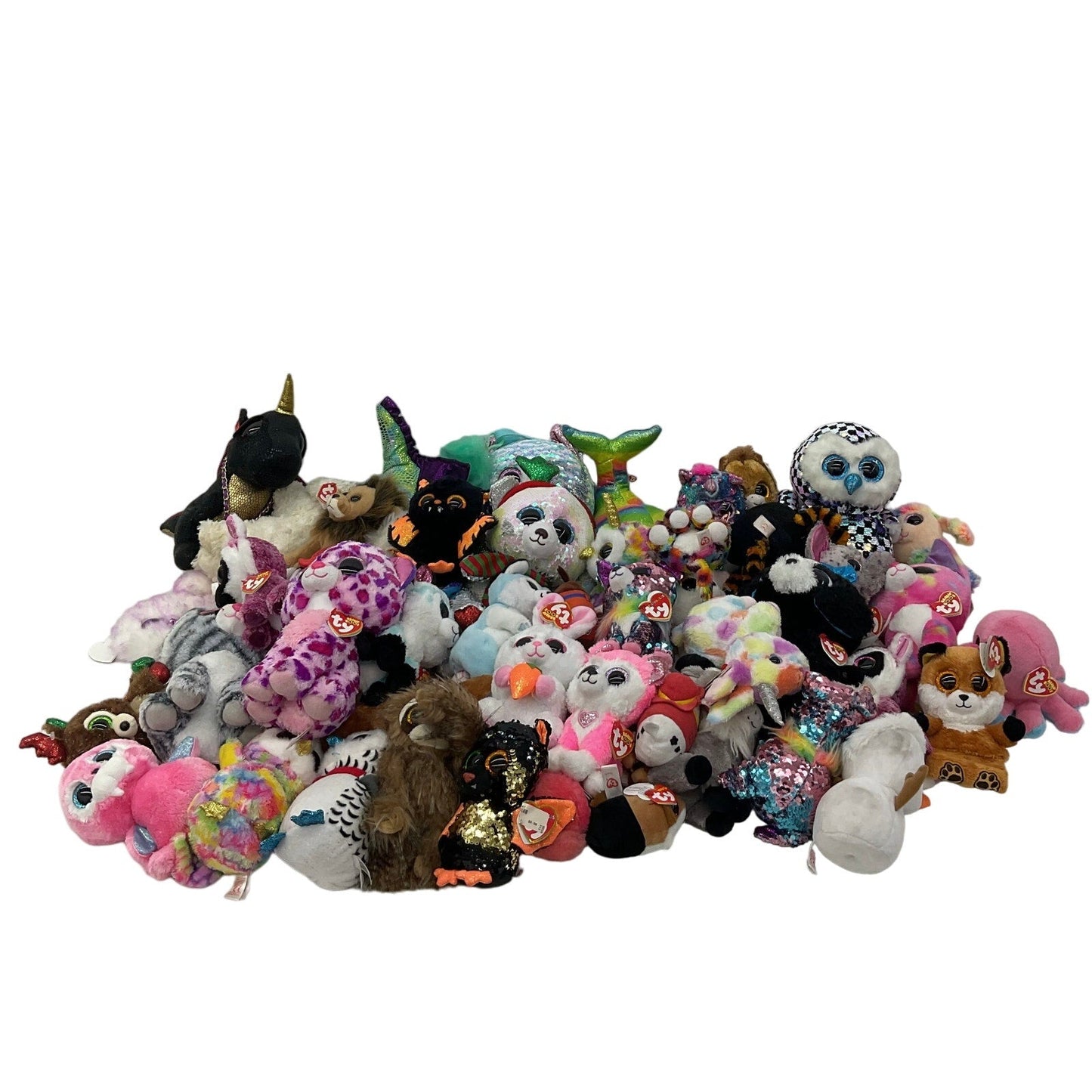 Preowned TY Beanie Boos Multicolor Stuffed Animals 16 lbs LOT Big Eyes Plush - Warehouse Toys