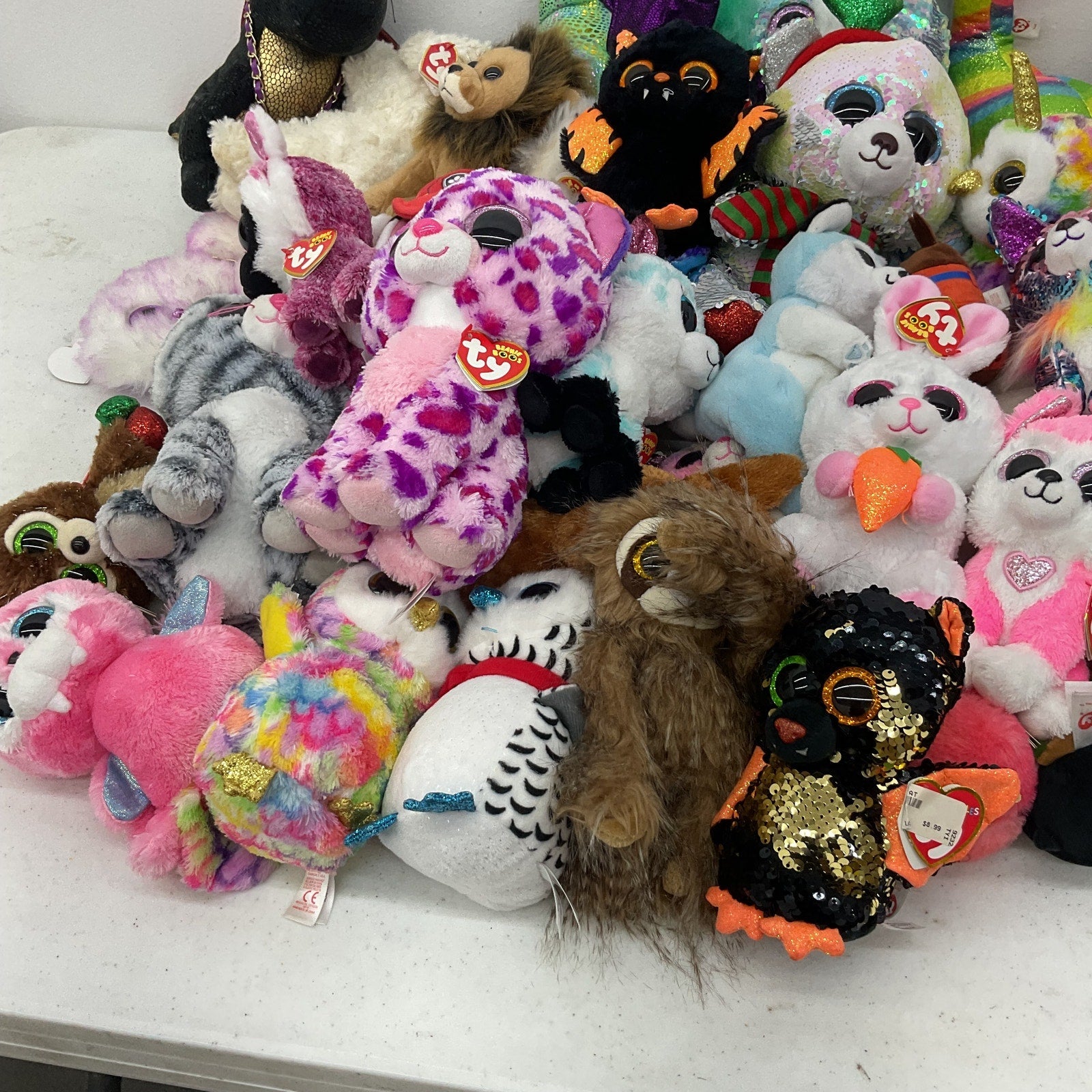 Preowned TY Beanie Boos Multicolor Stuffed Animals 16 lbs LOT Big Eyes Plush - Warehouse Toys